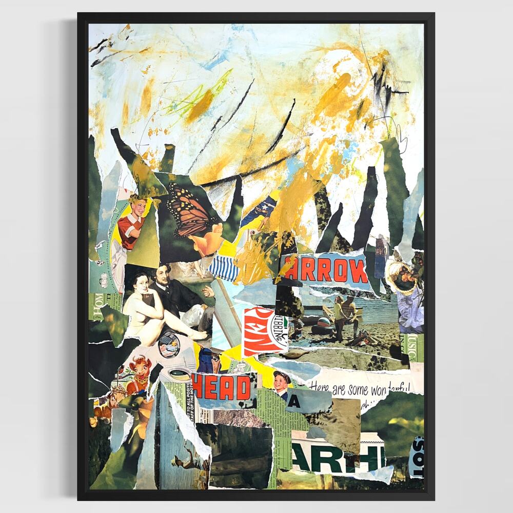 Original Mixed Media Abstract Modern Art Painting 18x24 "Arrow Head" Signed